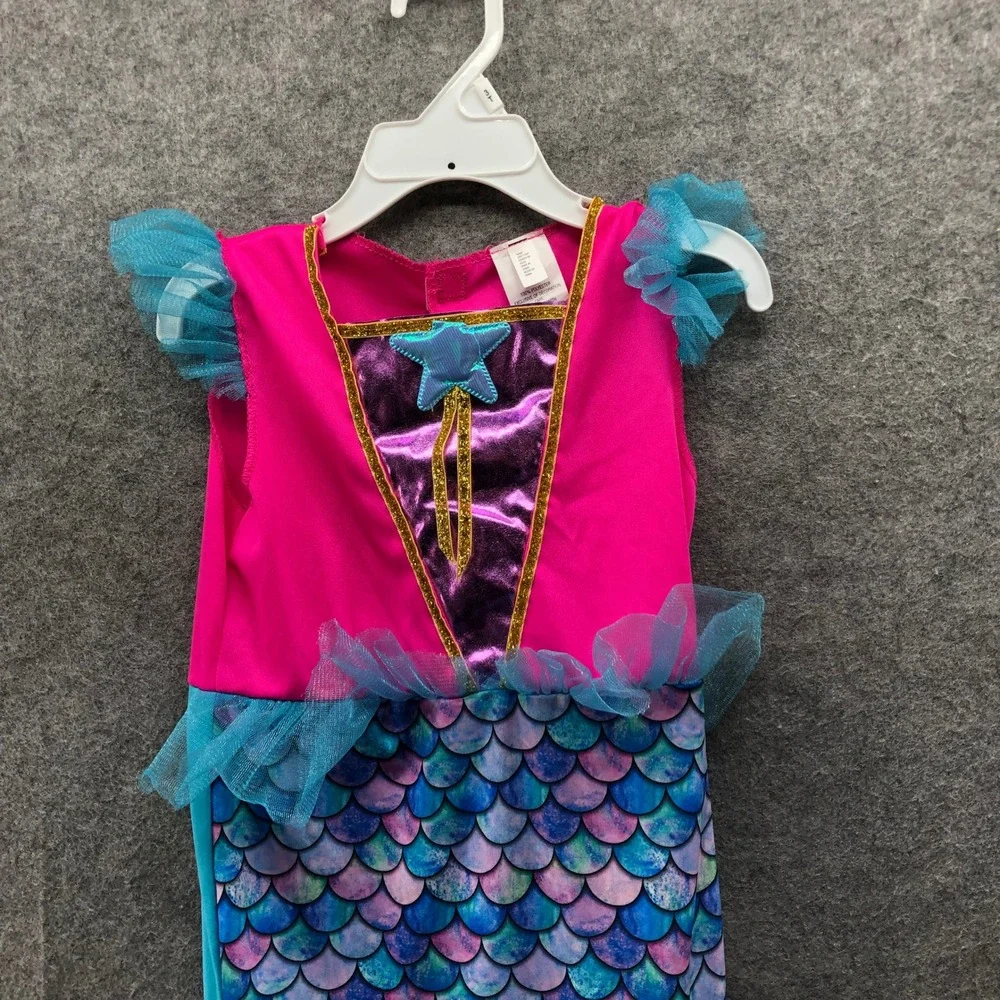 Girls 2T-3T Mermaid Costume Dress Pink Blue Tulle Pretend Play Dress Up - Picture 4 of 8